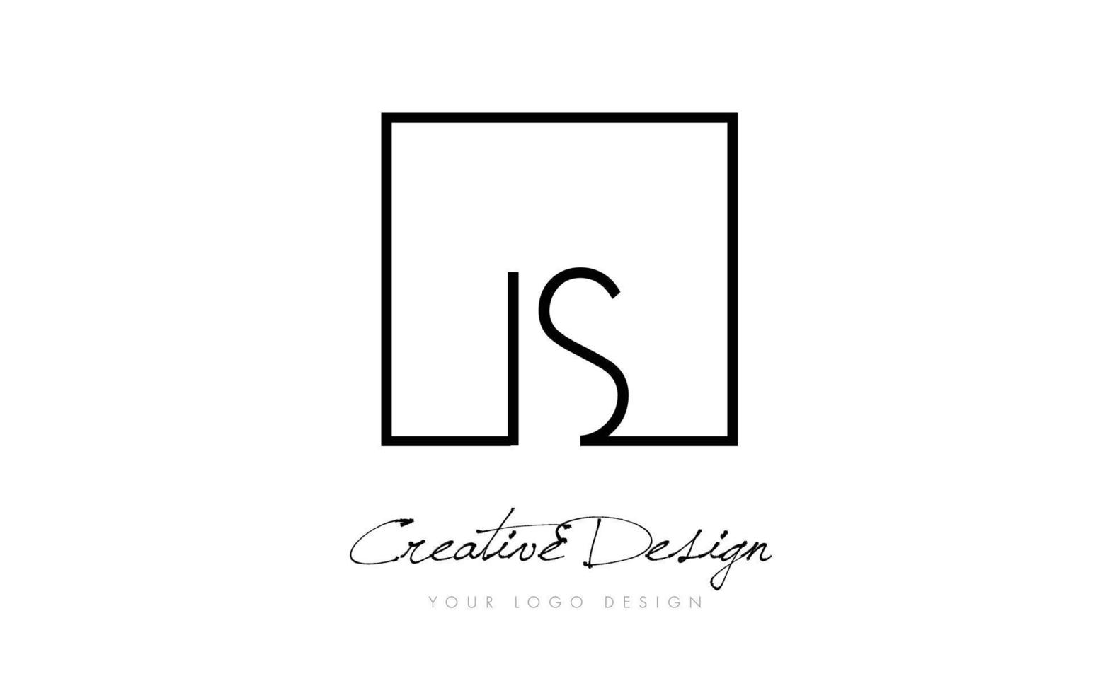 IS Square Frame Letter Logo Design with Black and White Colors. vector