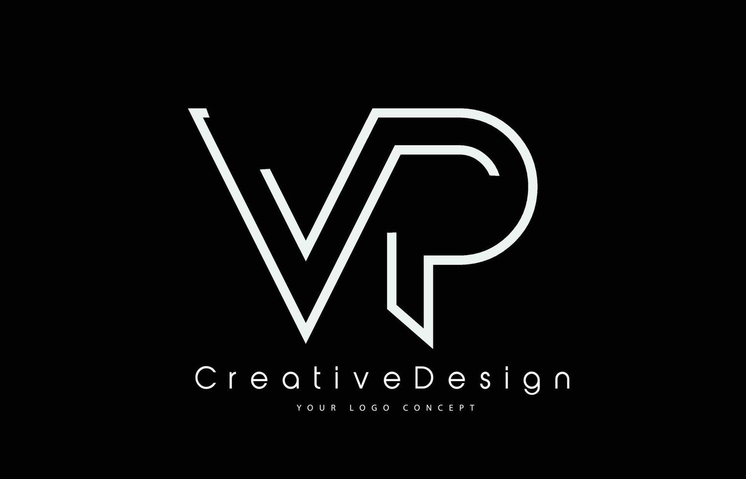 Diseño del logotipo de la letra vp vp en colores blancos. vector