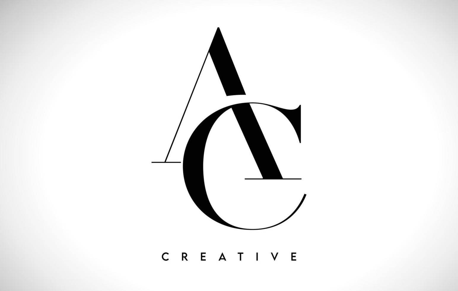 AC Artistic Letter Logo Design with Serif Font in Black and White Colors Vector Illustration