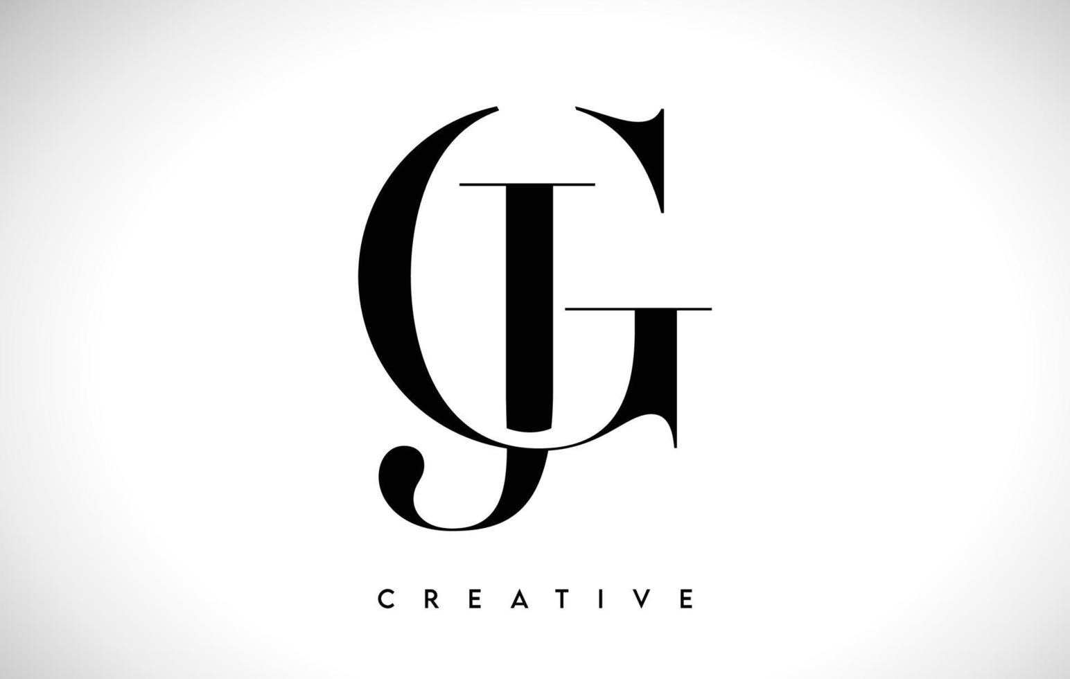 GJ Artistic Letter Logo Design with Serif Font in Black and White Colors Vector Illustration