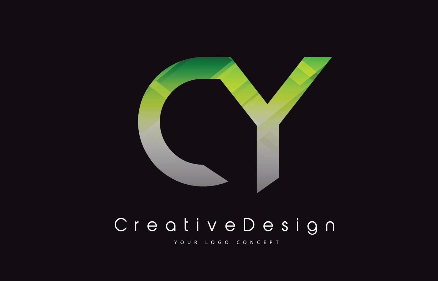 diseño del logotipo de la letra cy. textura verde icono creativo letras modernas vector logo.