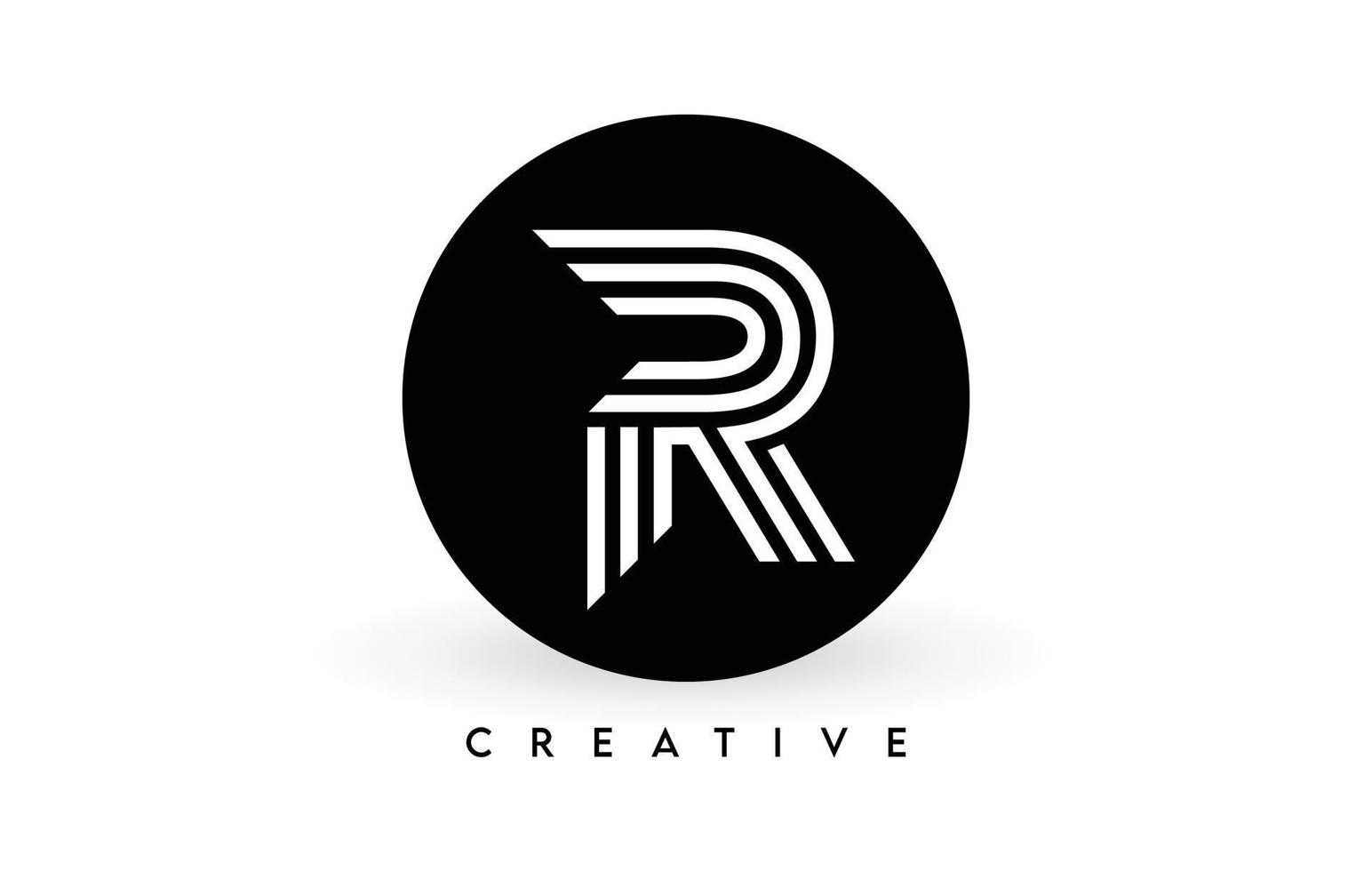 R letter logo design on a black circle. Creative White lines A letter Logo Icon Vector