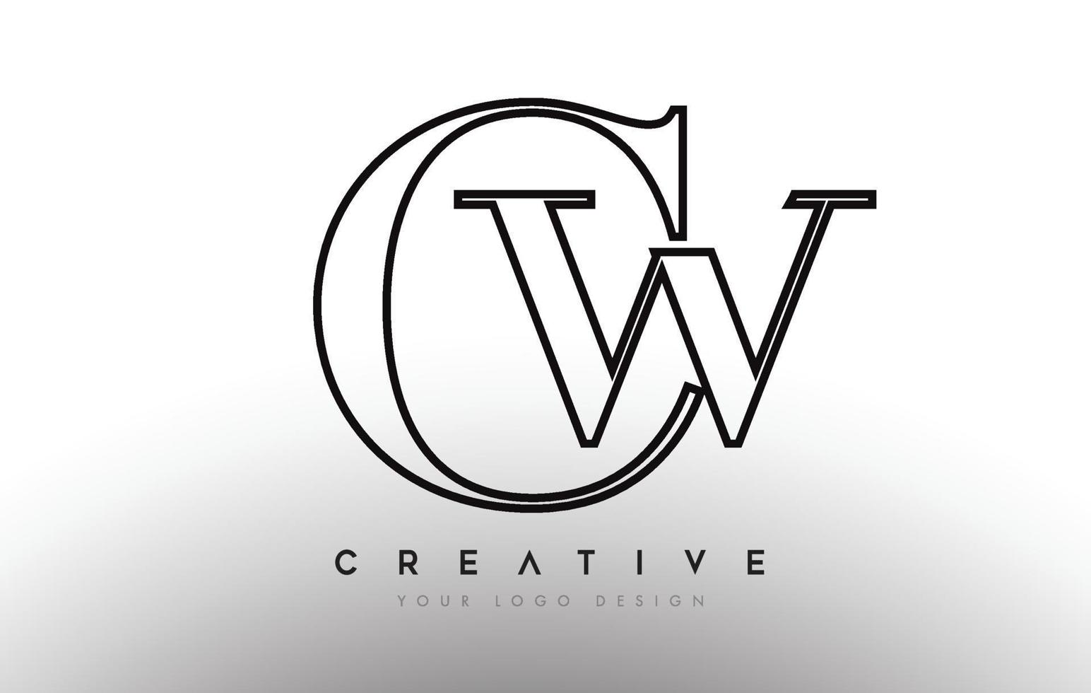 CW cw letter design logo logotype icon concept with serif font and classic elegant style look vector