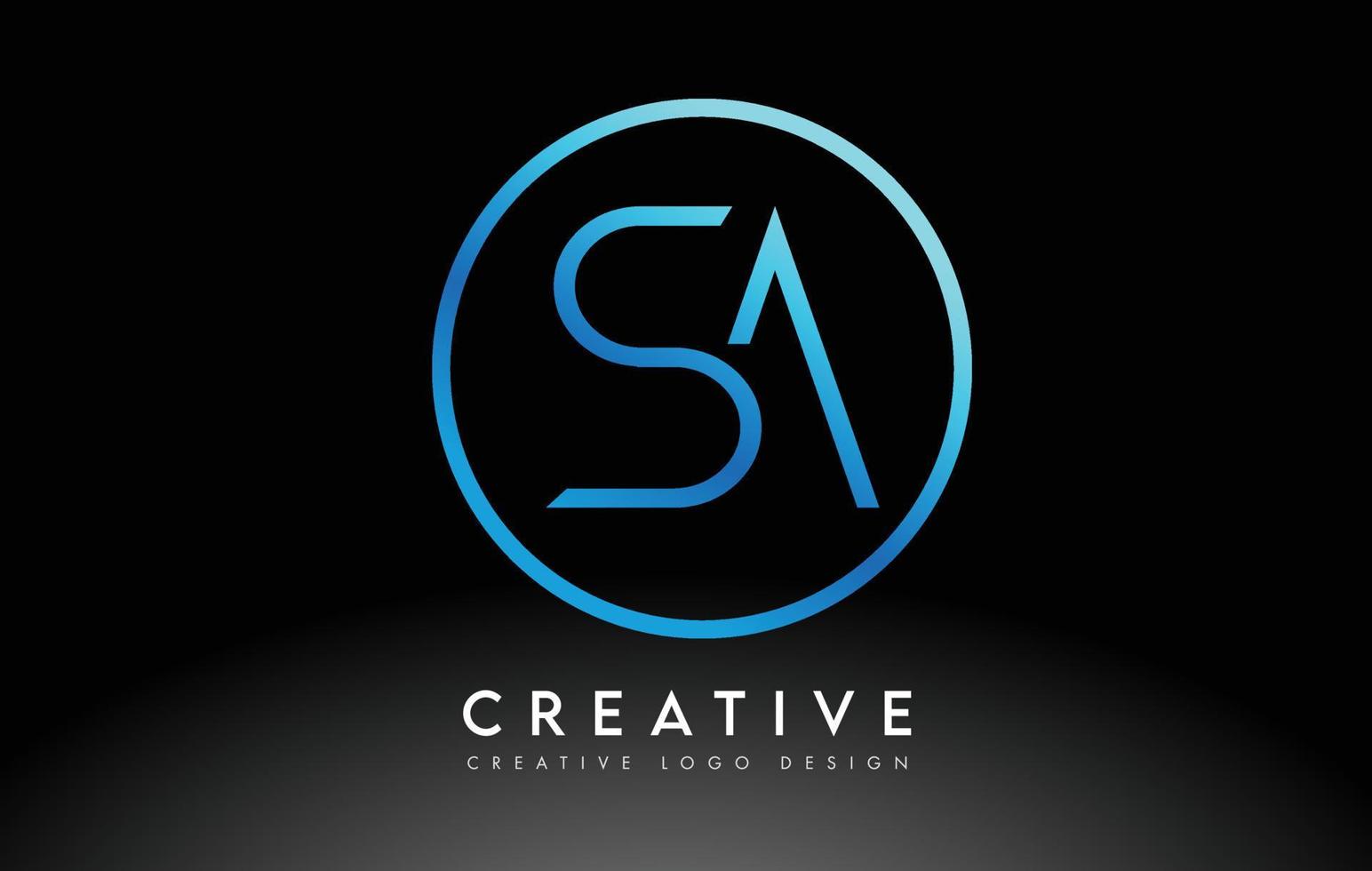 Neon Blue SA Letters Logo Design Slim. Creative Simple Clean Letter Concept. vector