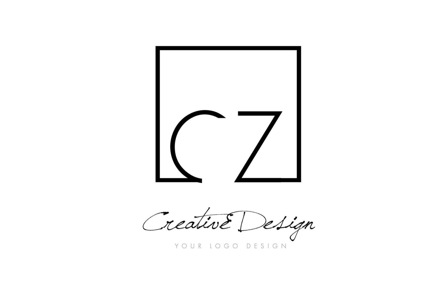 CZ Square Frame Letter Logo Design with Black and White Colors. vector