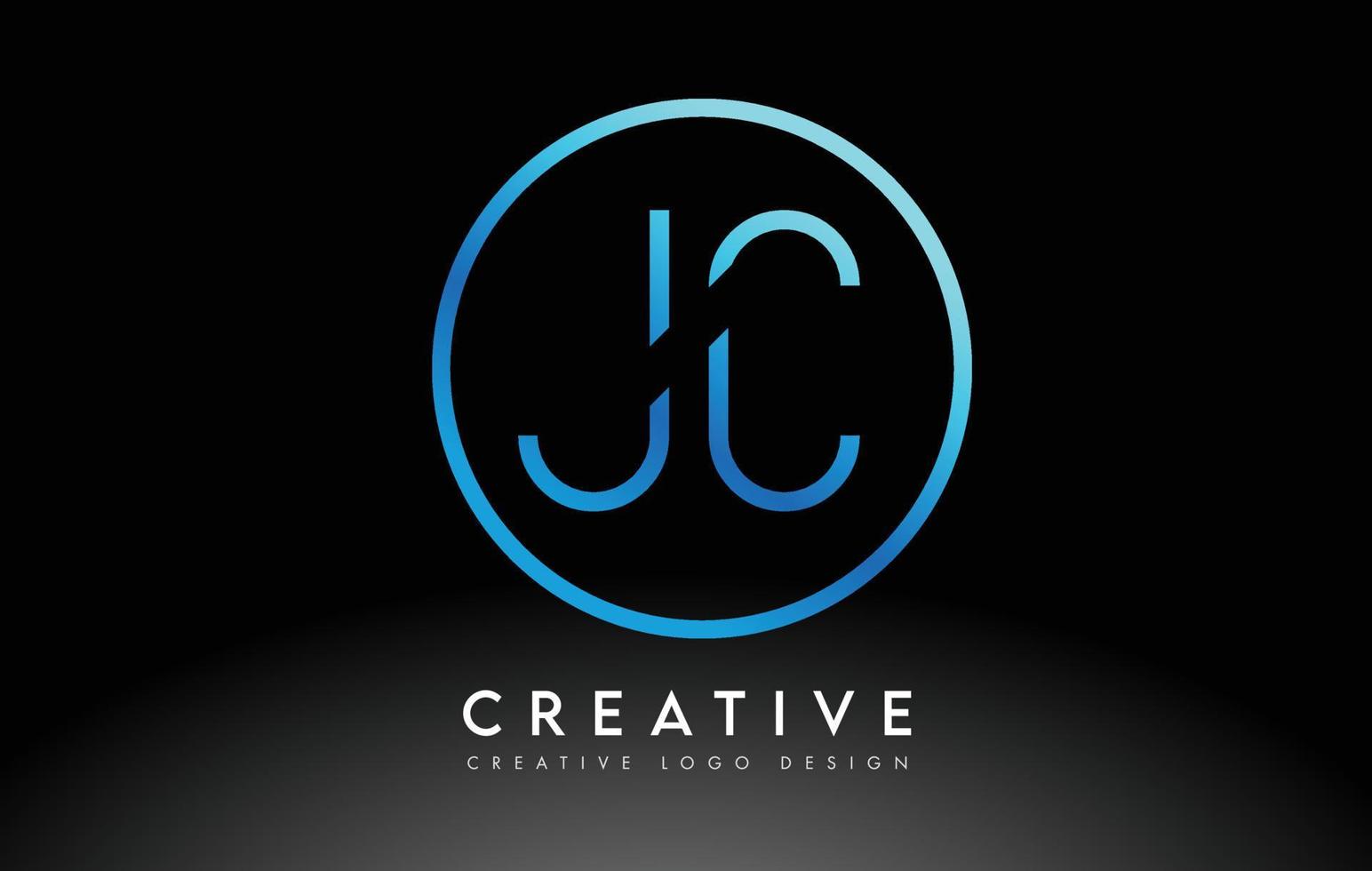Neon Blue JC Letters Logo Design Slim. Creative Simple Clean Letter Concept. vector