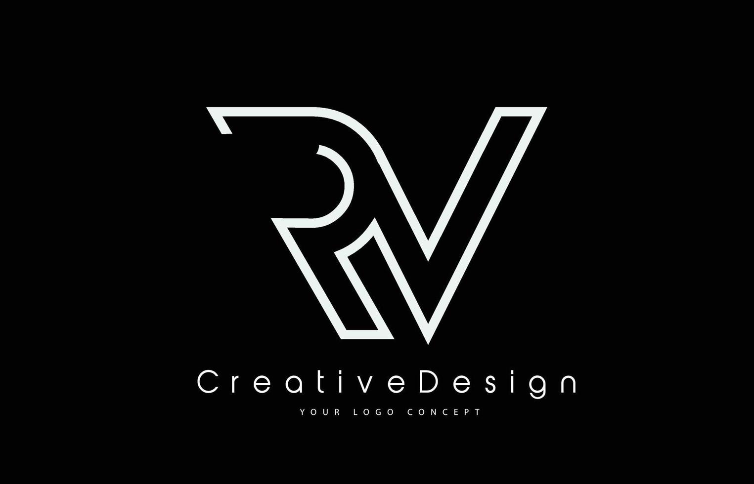 RV R V Letter Logo Design in White Colors. vector