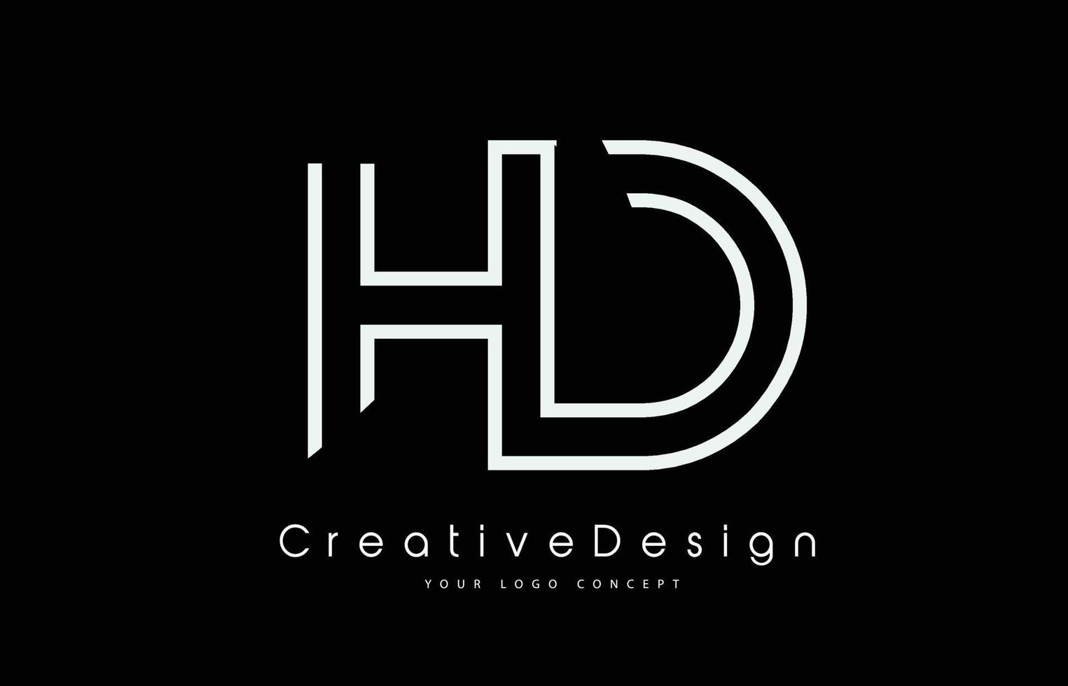 diseño de logotipo de letra hd hd en colores blancos. vector