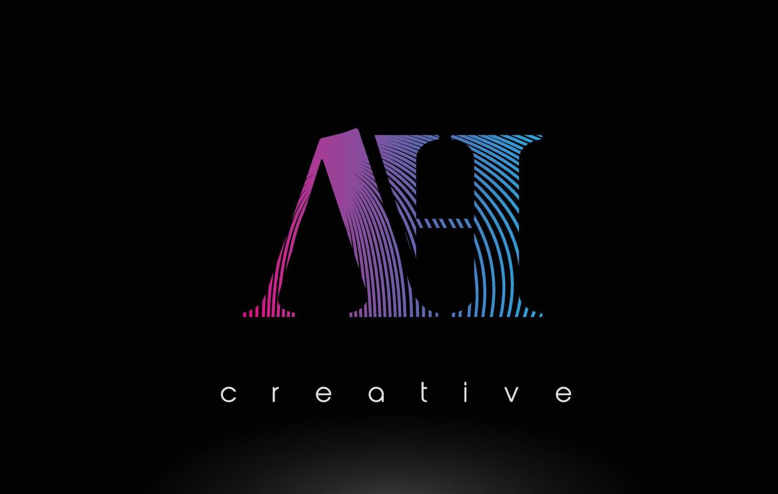 AH Logo Design With Multiple Lines and Purple Blue Colors. vector