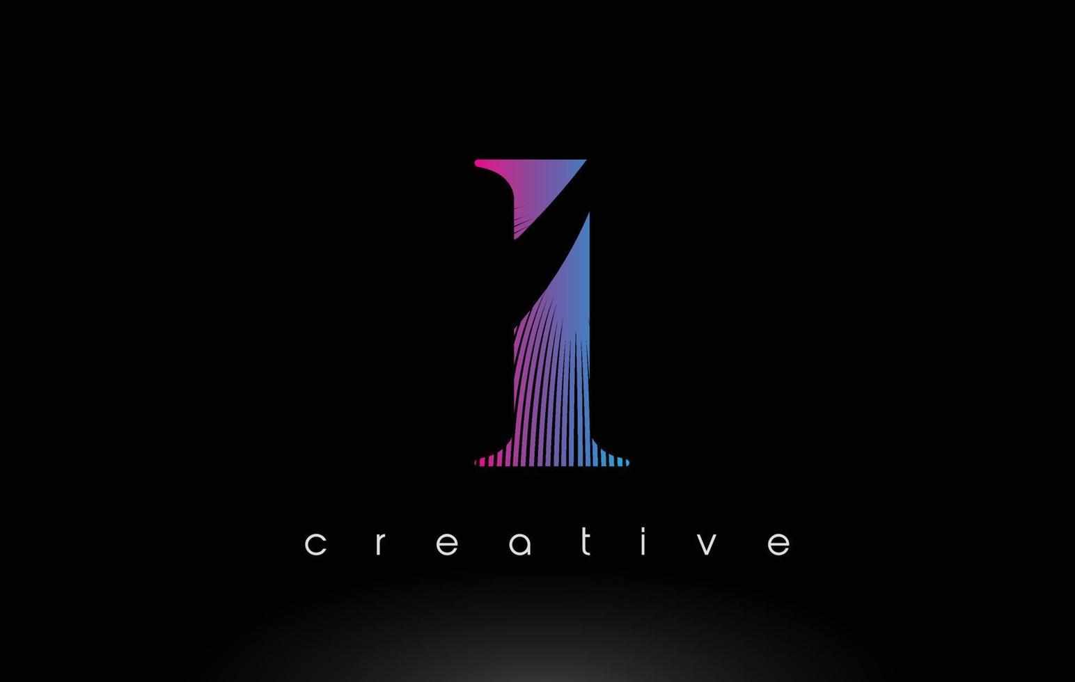 I Logo Design With Multiple Lines and Purple Blue Colors. vector