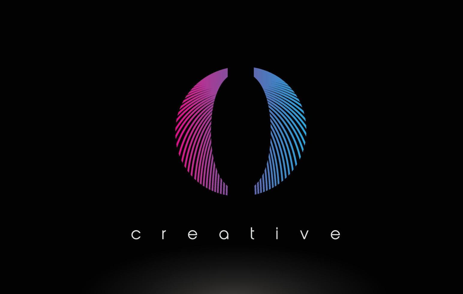 O Logo Design With Multiple Lines and Purple Blue Colors. vector