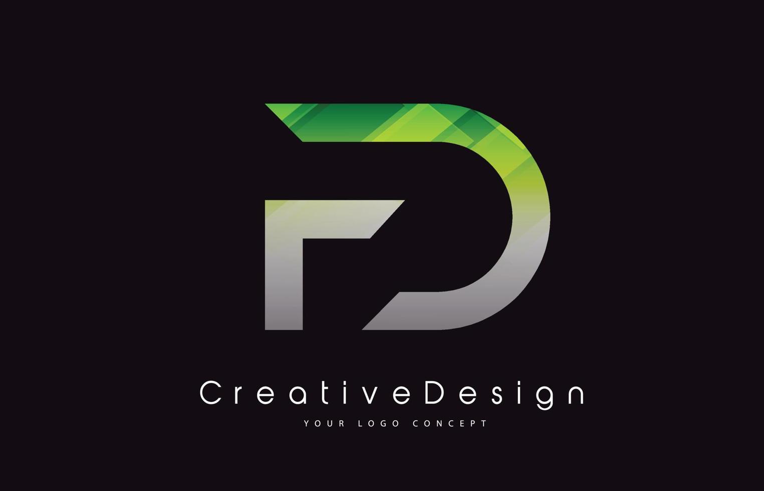 diseño del logotipo de la letra fd. textura verde icono creativo letras modernas vector logo.