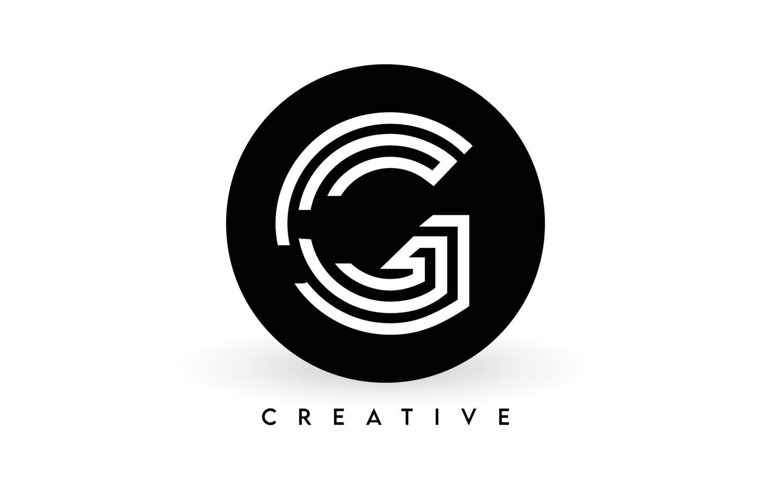 G letter logo design on a black circle. Creative White lines A letter Logo Icon Vector