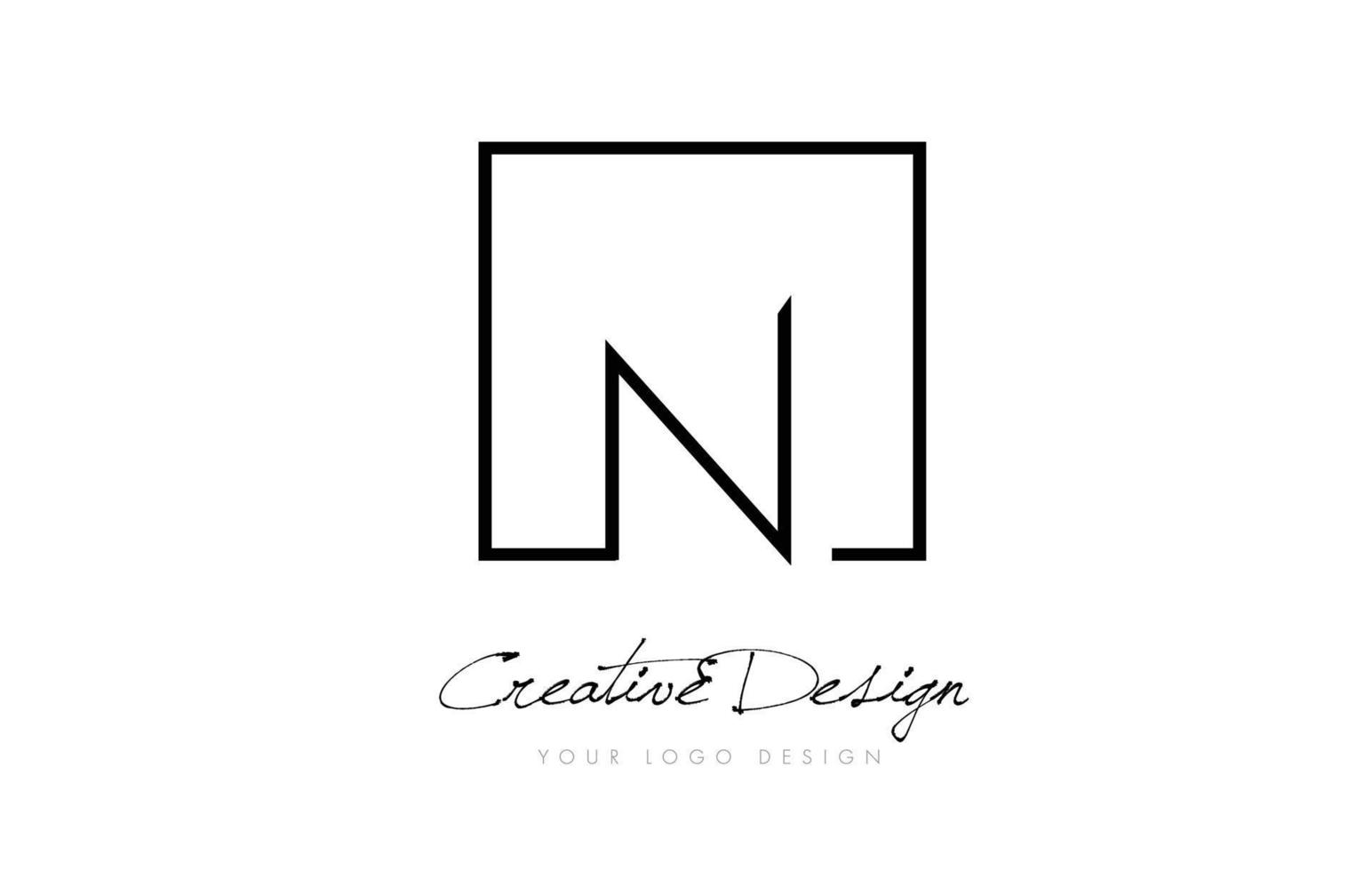 N Square Frame Letter Logo Design with Black and White Colors. vector