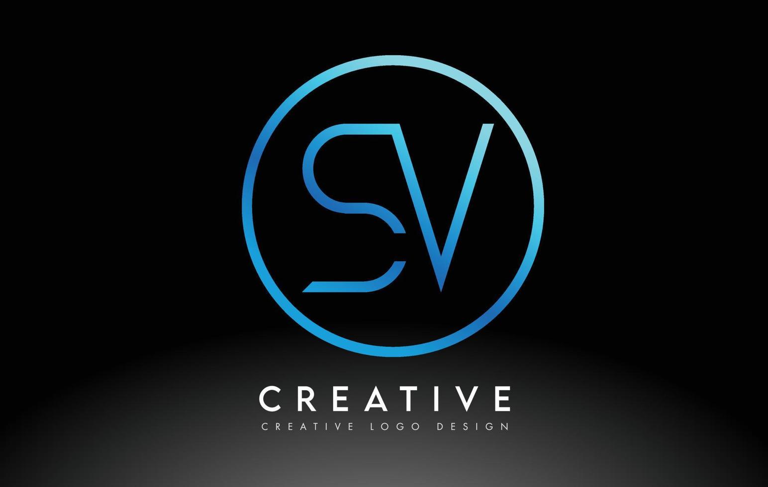 Neon Blue SV Letters Logo Design Slim. Creative Simple Clean Letter Concept. vector