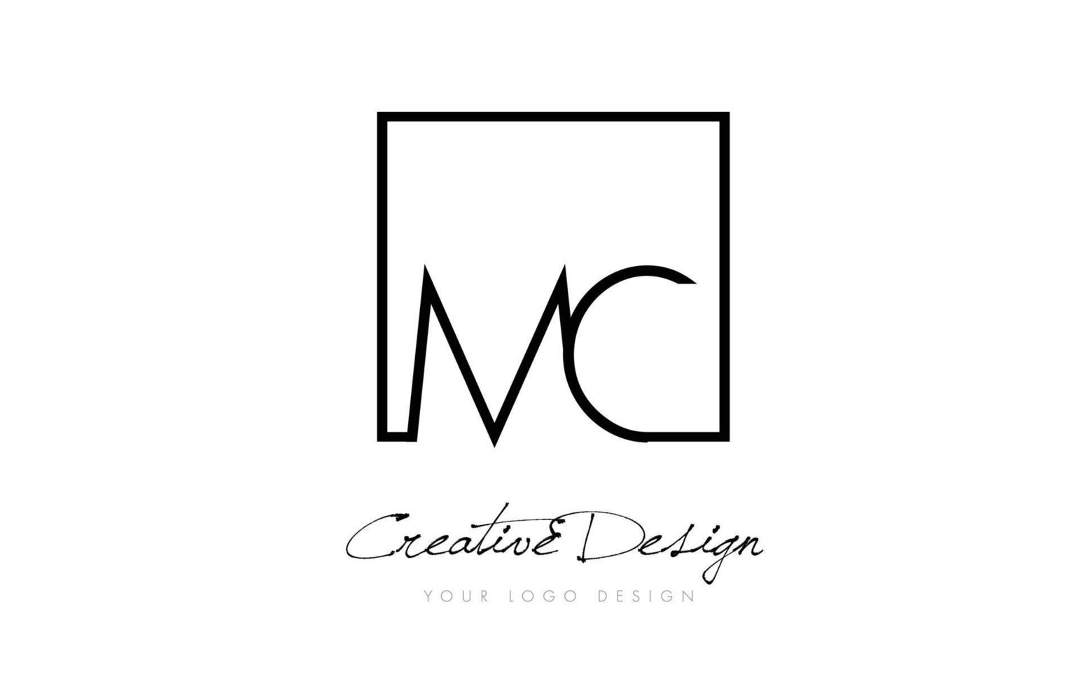 MC Square Frame Letter Logo Design with Black and White Colors. vector