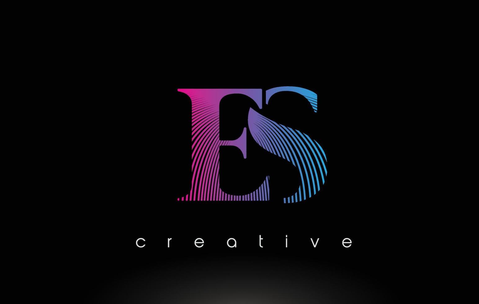 ES Logo Design With Multiple Lines and Purple Blue Colors. vector