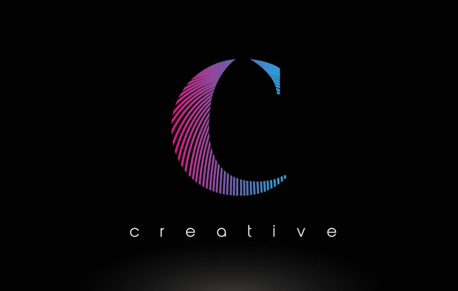 C Logo Design With Multiple Lines and Purple Blue Colors. vector