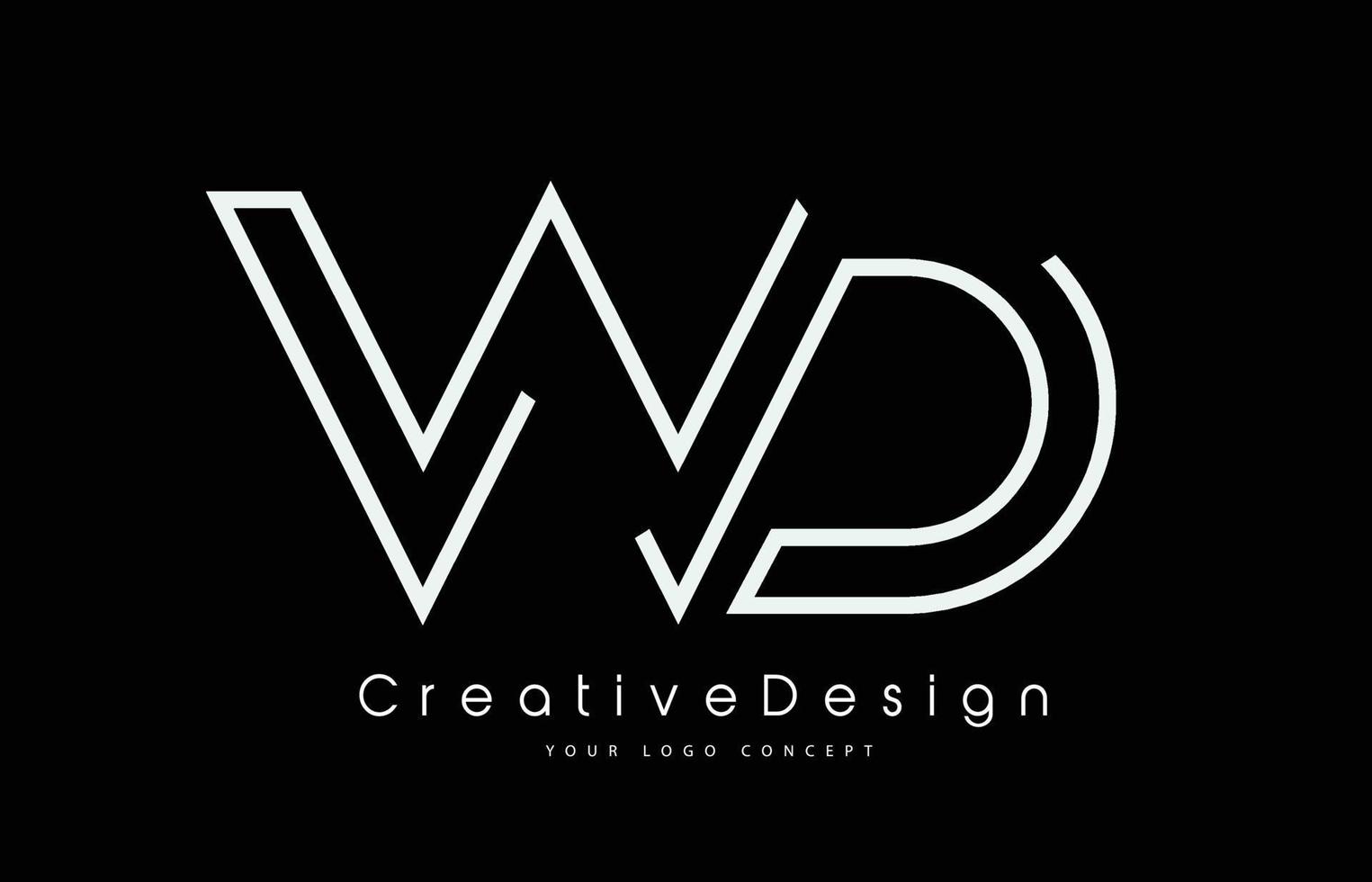 diseño del logotipo de la letra wd wd en colores blancos. vector