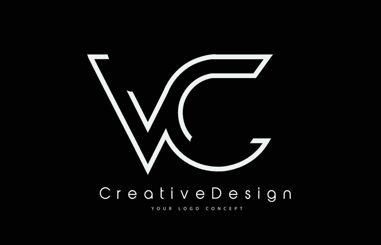 Diseño del logotipo de la letra vc vc en colores blancos. vector
