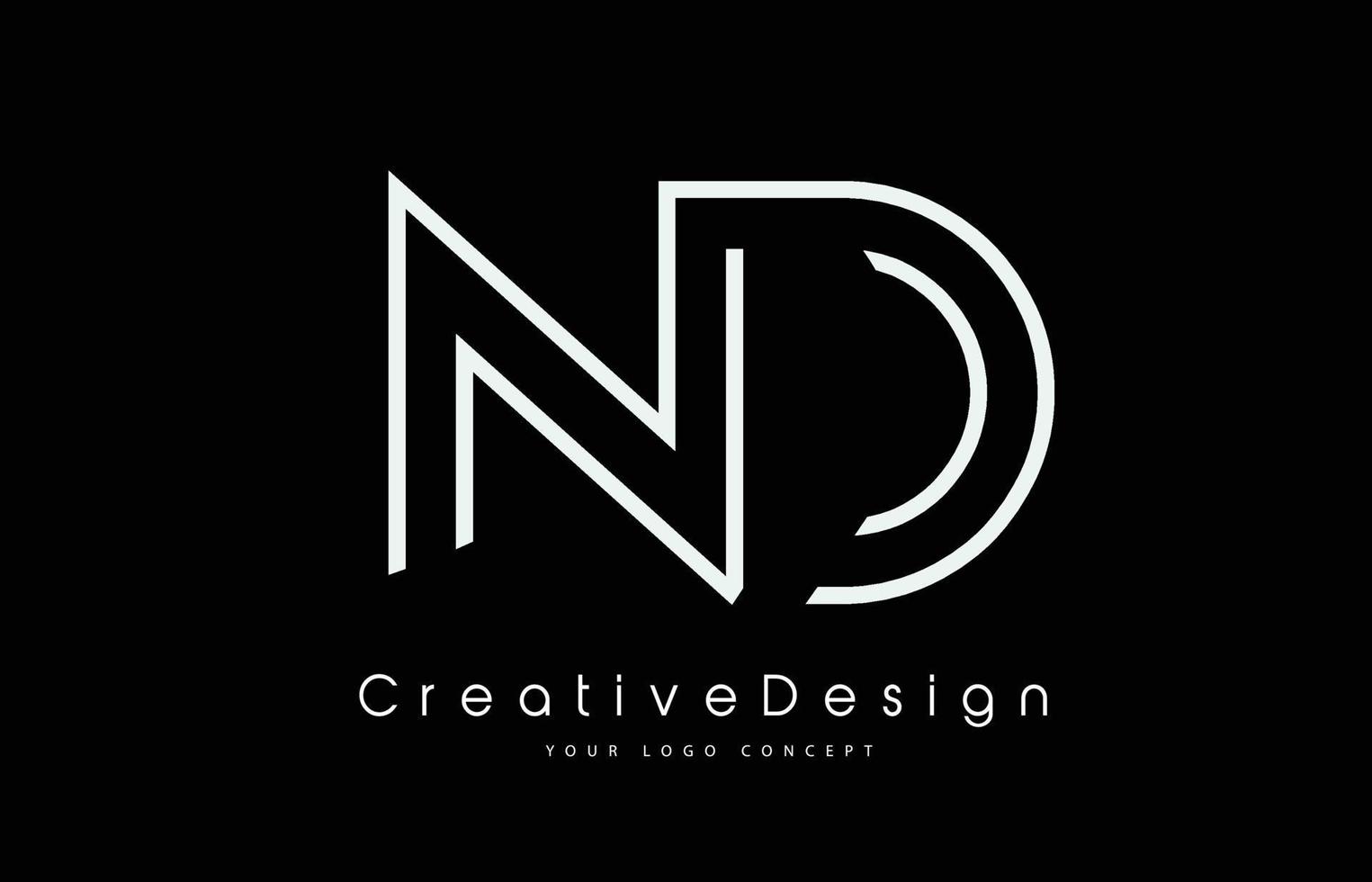 ND N D Letter Logo Design in White Colors. vector