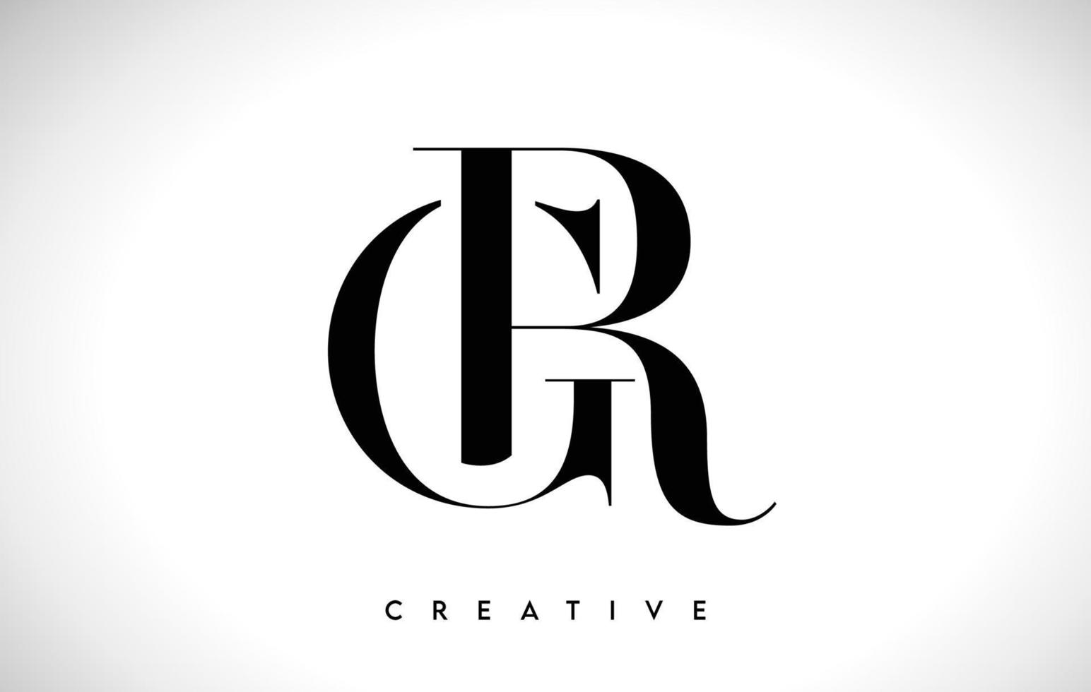 GR Artistic Letter Logo Design with Serif Font in Black and White Colors Vector Illustration