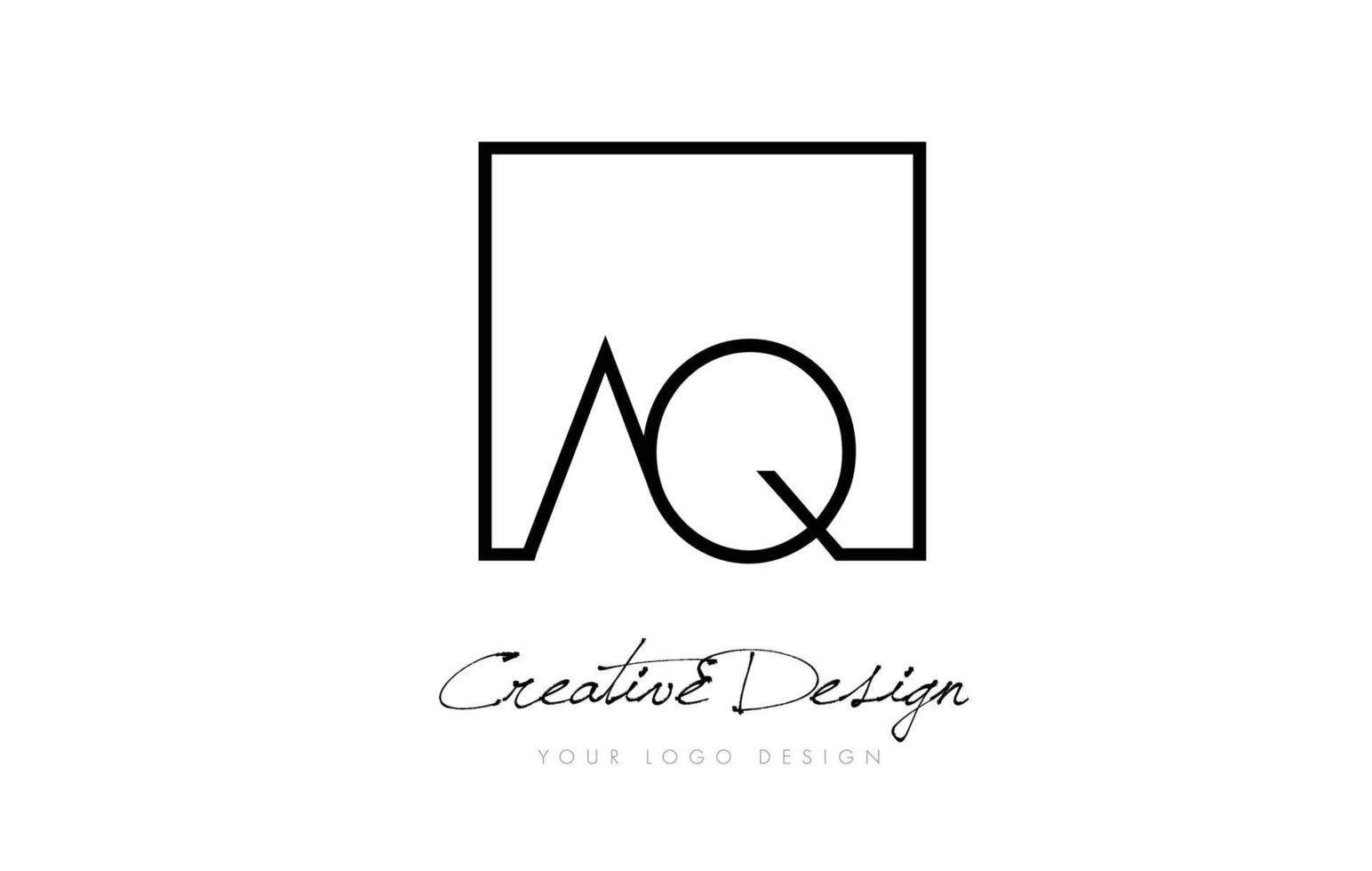 Diseño de logotipo de letra de marco cuadrado aq con colores blanco y negro. vector
