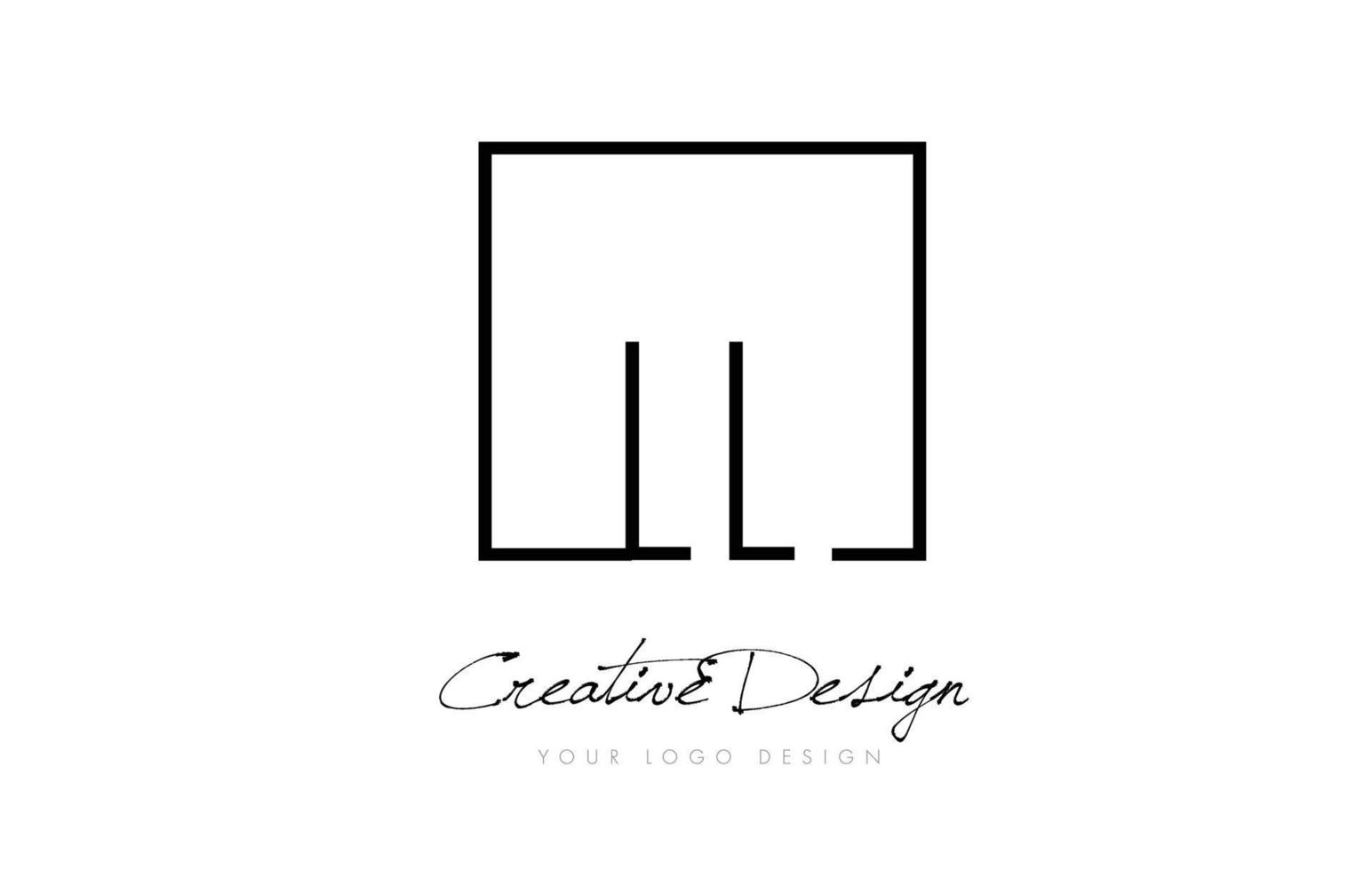 ll diseño de logotipo de letra de marco cuadrado con colores blanco y negro. vector