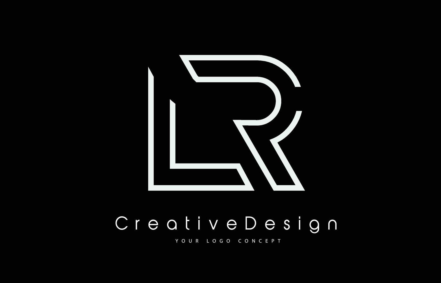 LR Letter Logo Design in Black White. vector