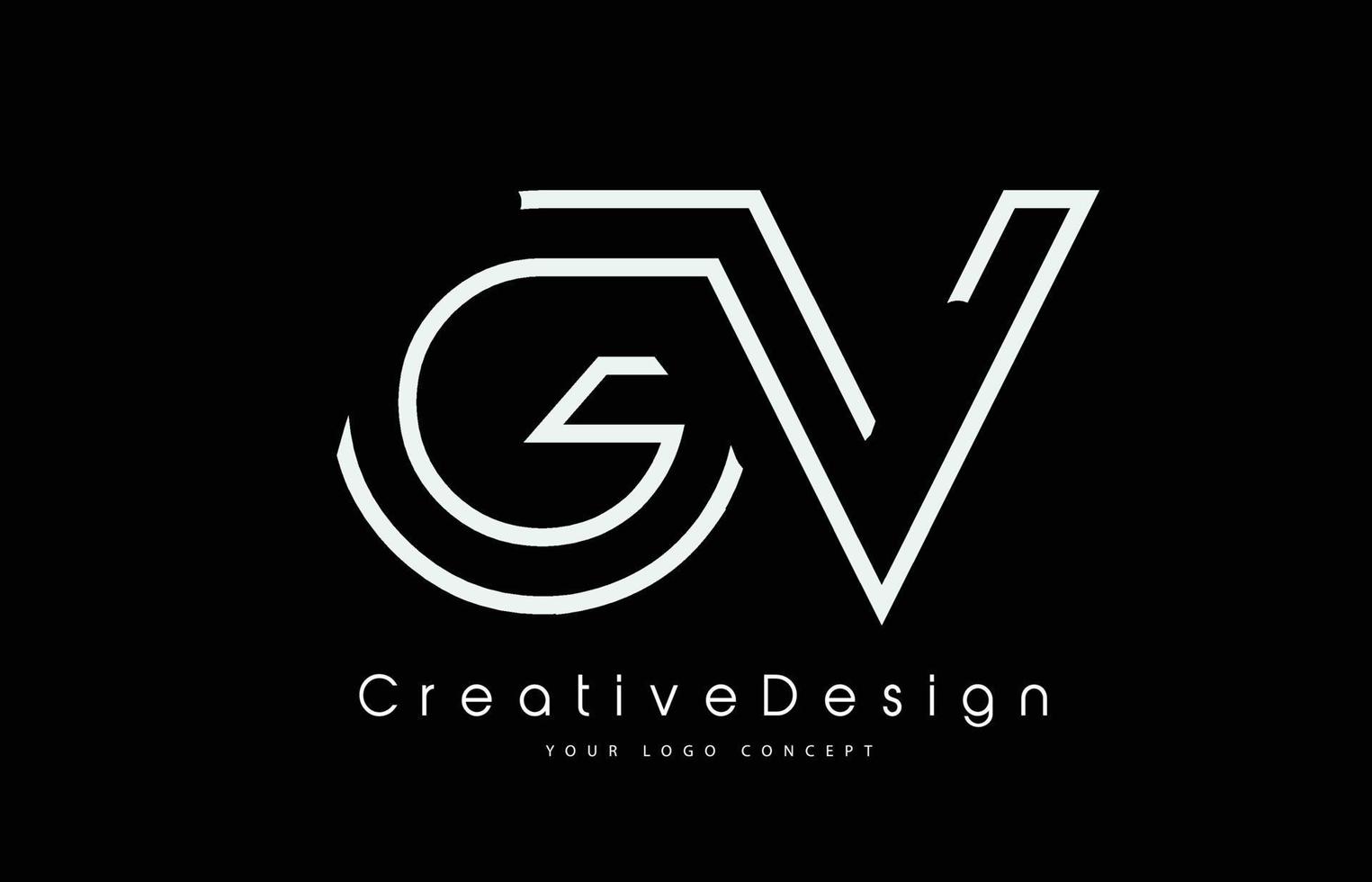 Diseño del logotipo de la letra gv gv en colores blancos. vector
