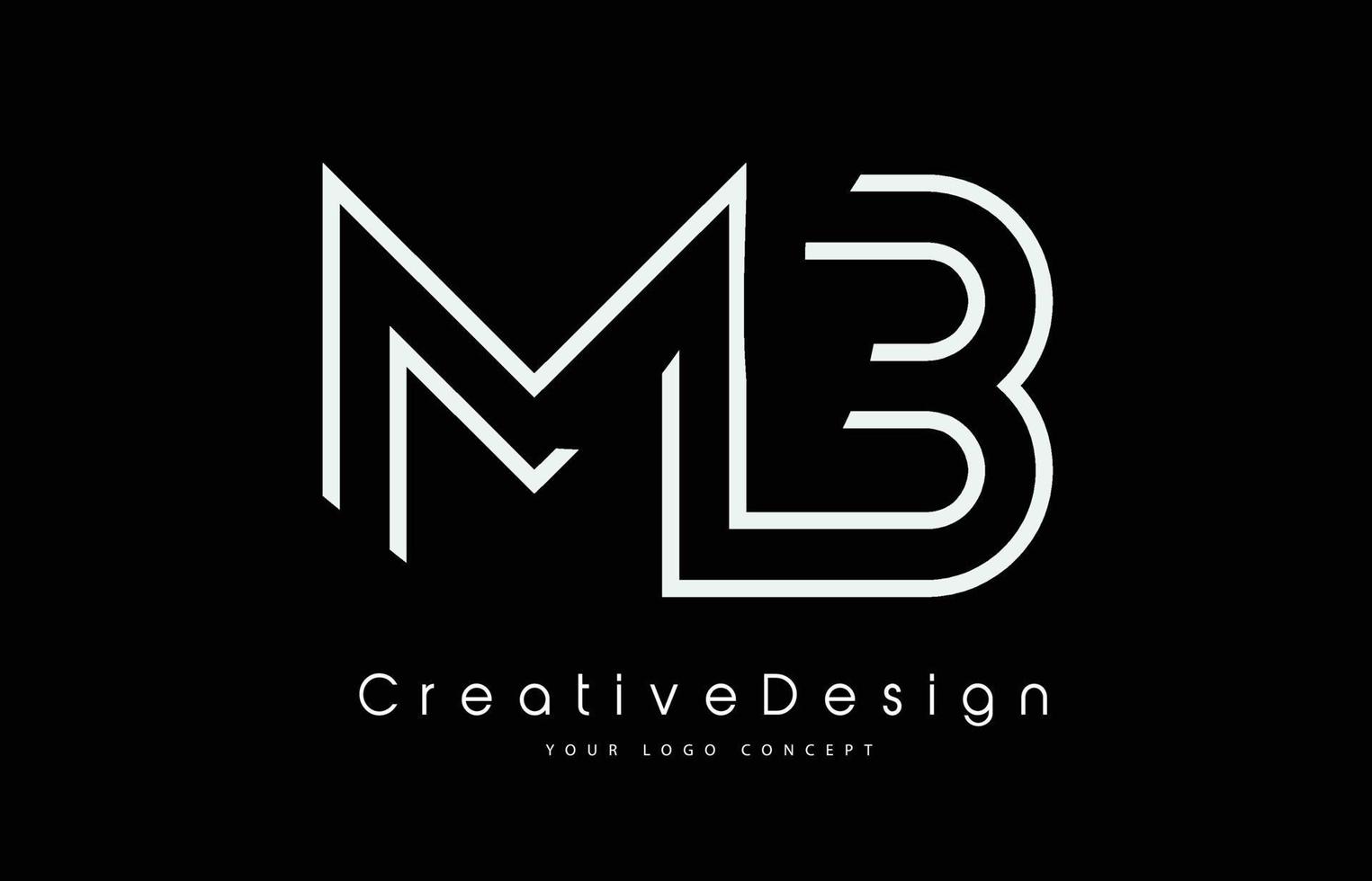 Diseño del logotipo de la letra mb mb en colores blancos. vector