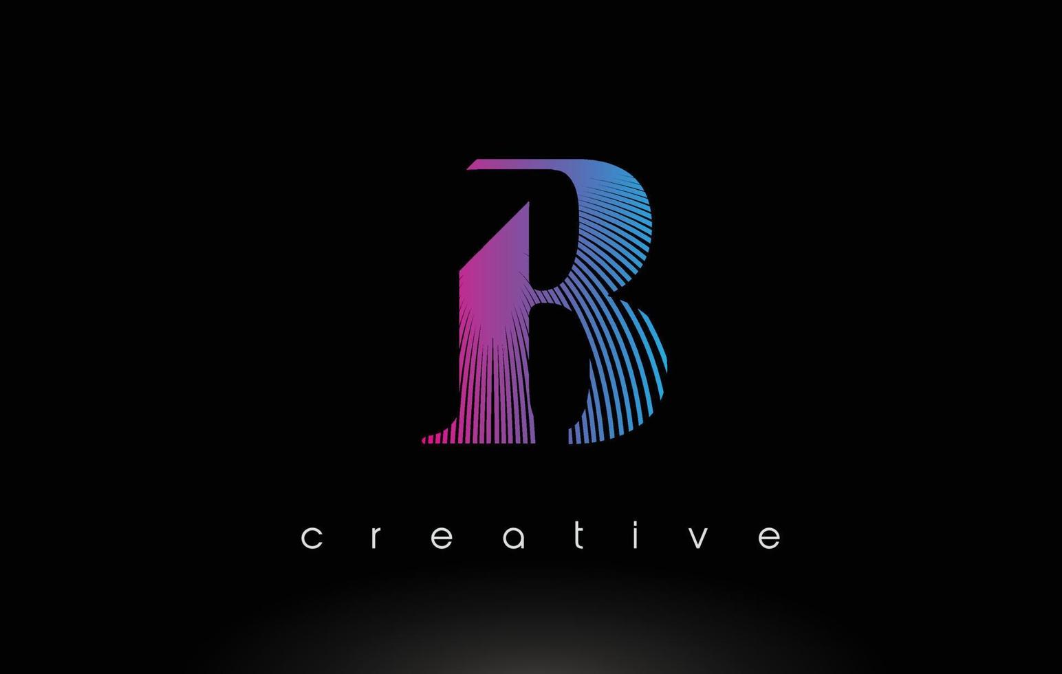 B Logo Design With Multiple Lines and Purple Blue Colors. vector