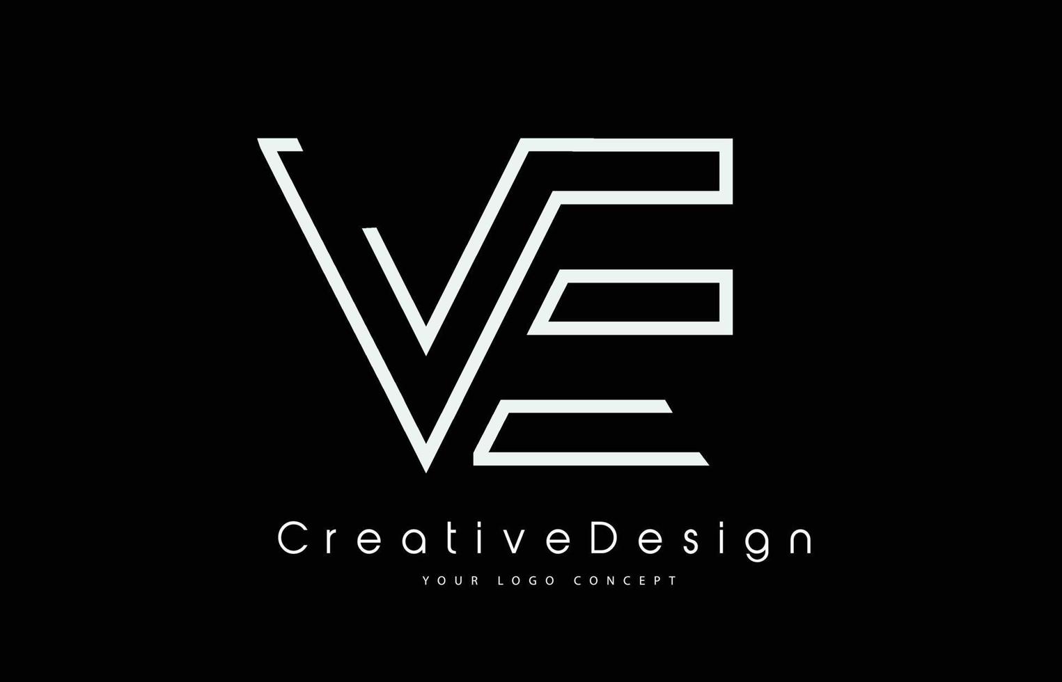 VE V E Letter Logo Design in White Colors. vector