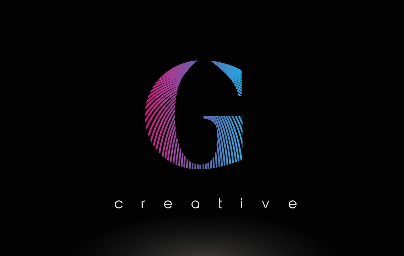 G Logo Design With Multiple Lines and Purple Blue Colors. vector