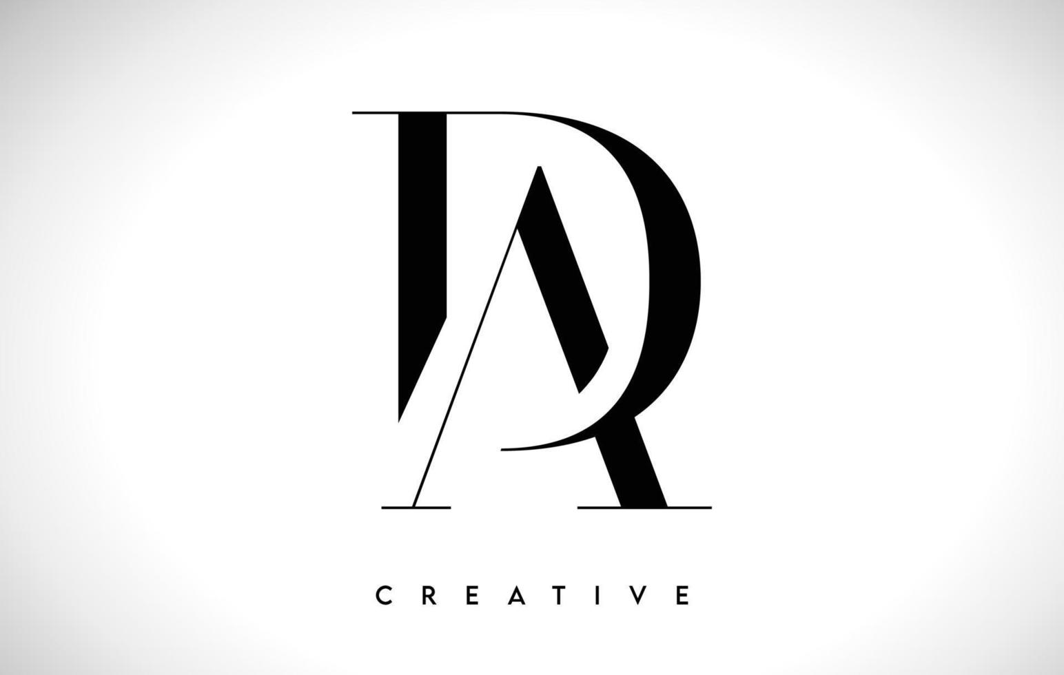 DA Artistic Letter Logo Design with Serif Font in Black and White Colors Vector Illustration