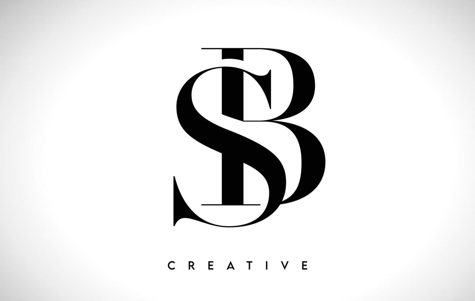 diseño de logotipo de letra artística sb con fuente serif en colores blanco y negro ilustración vectorial vector