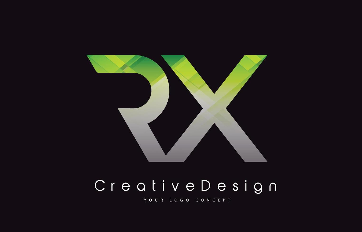diseño del logotipo de la letra rx. textura verde icono creativo letras modernas vector logo.