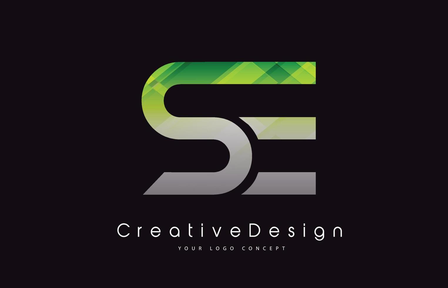 SE Letter Logo Design. Green Texture Creative Icon Modern Letters Vector Logo.