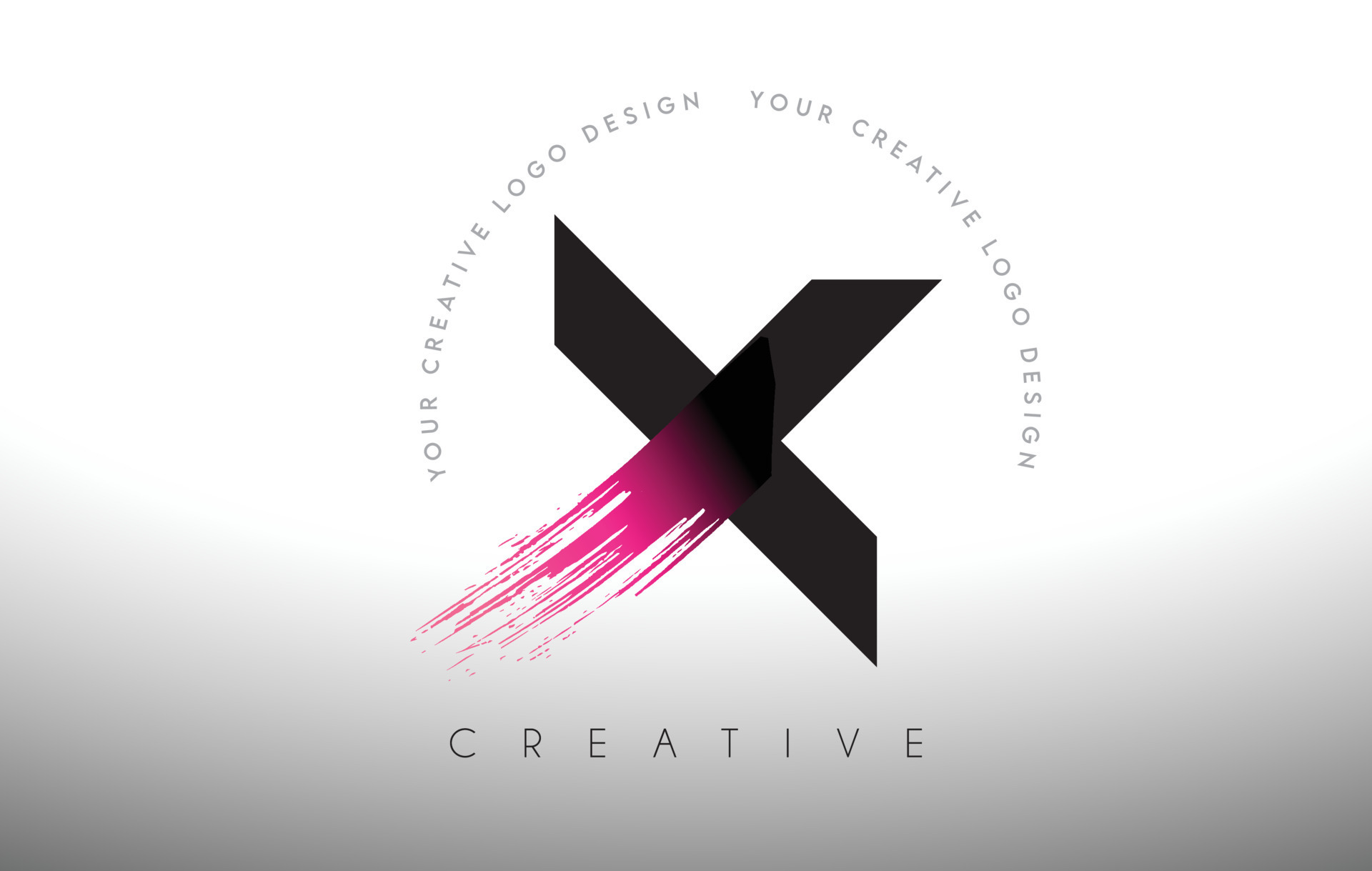 X Paint Brush Letter Logo Design with Artistic Brush Stroke in Black