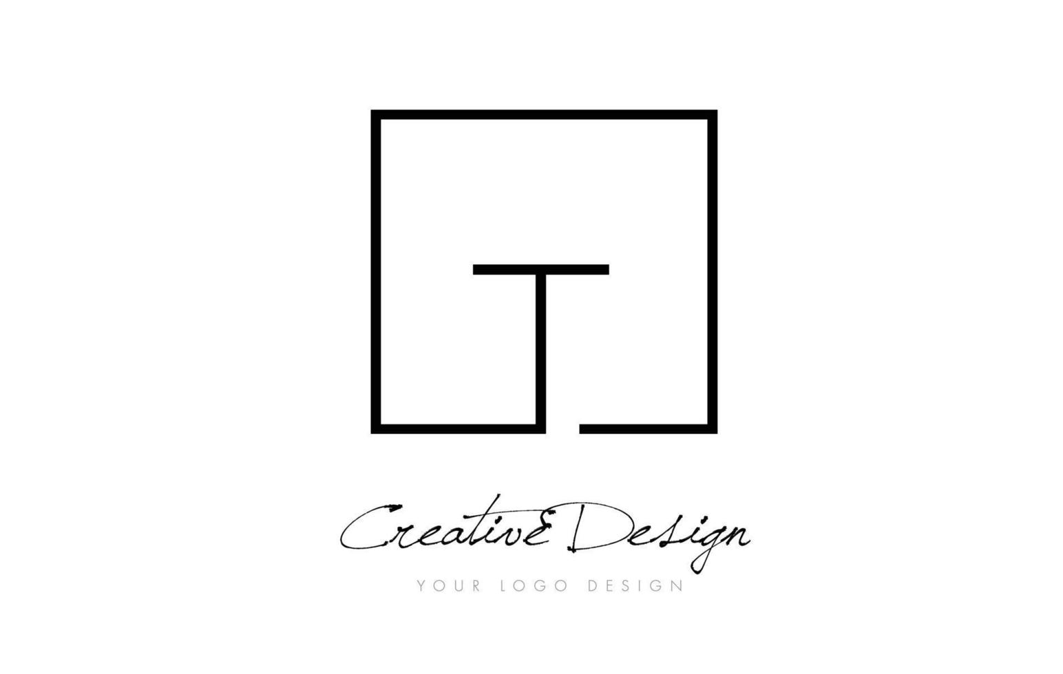Diseño de logotipo de letra t marco cuadrado con colores blanco y negro. vector