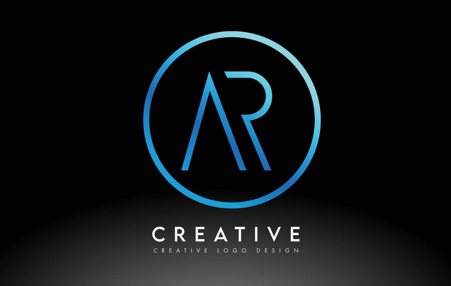 Neon Blue AR Letters Logo Design Slim. Creative Simple Clean Letter Concept. vector