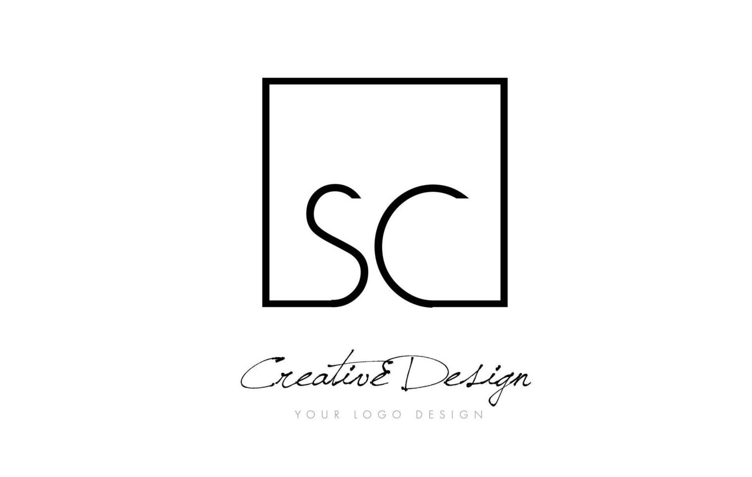 SC Square Frame Letter Logo Design with Black and White Colors. vector