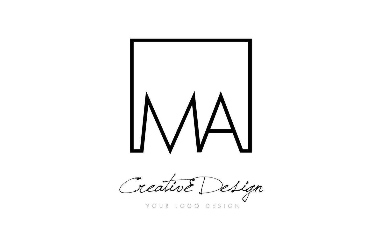 MA Square Frame Letter Logo Design with Black and White Colors. vector