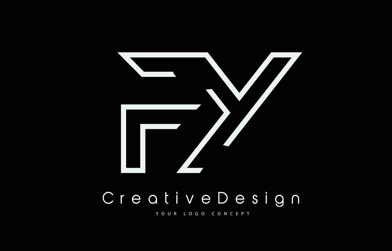 Diseño del logotipo de la letra fy fy en colores blancos. vector