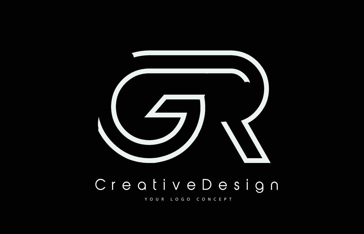 GR G R Letter Logo Design in White Colors. vector