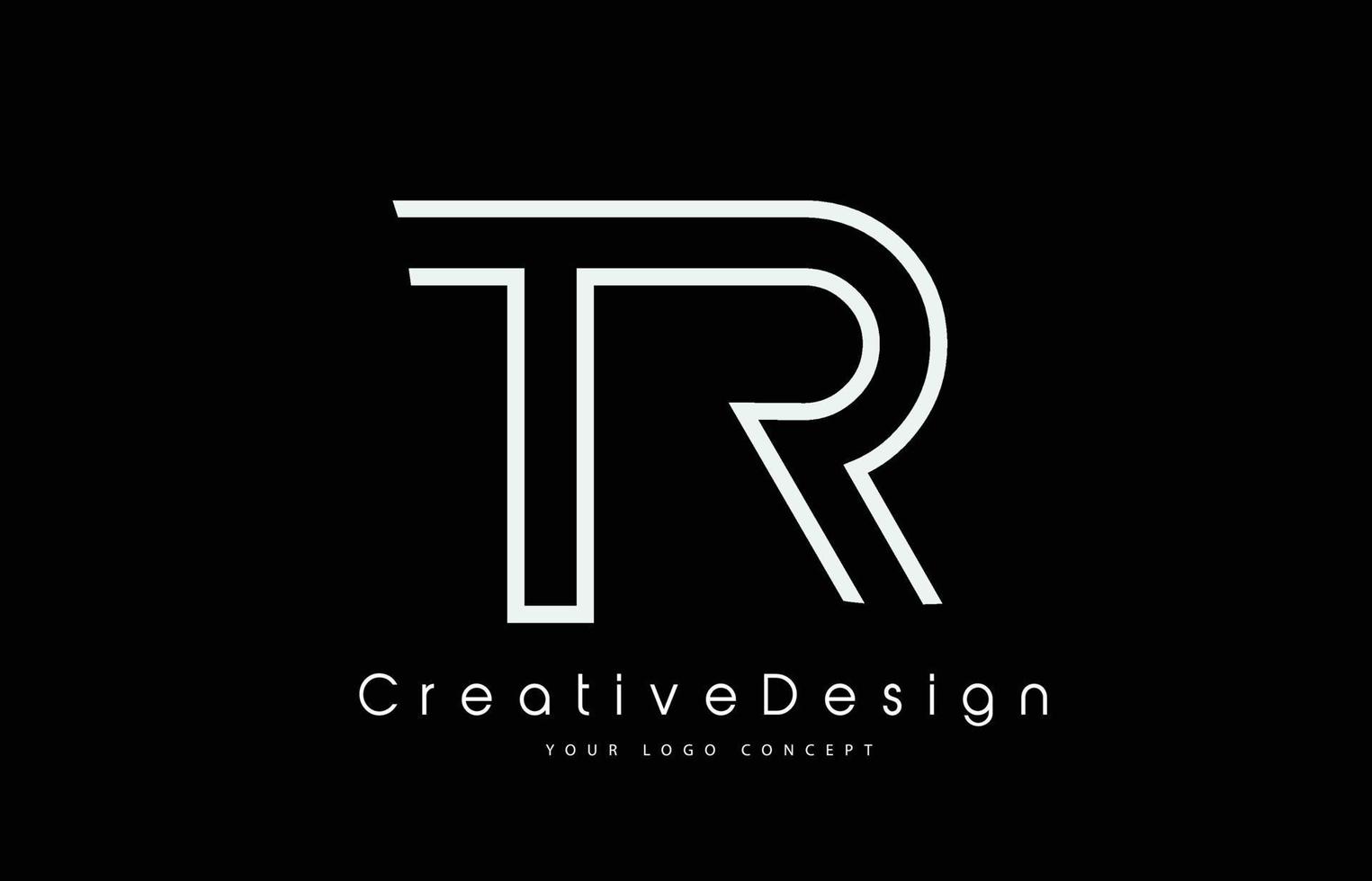 Diseño del logotipo de la letra tr tr en colores blancos. vector