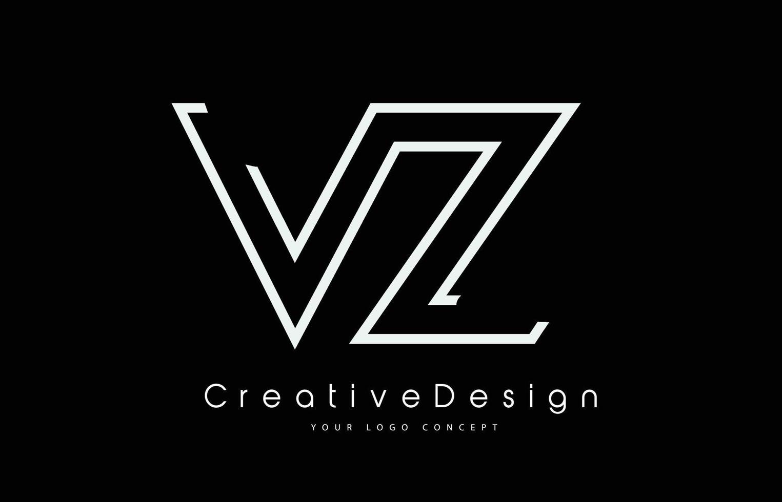 Diseño del logotipo de la letra vz vz en colores blancos. vector