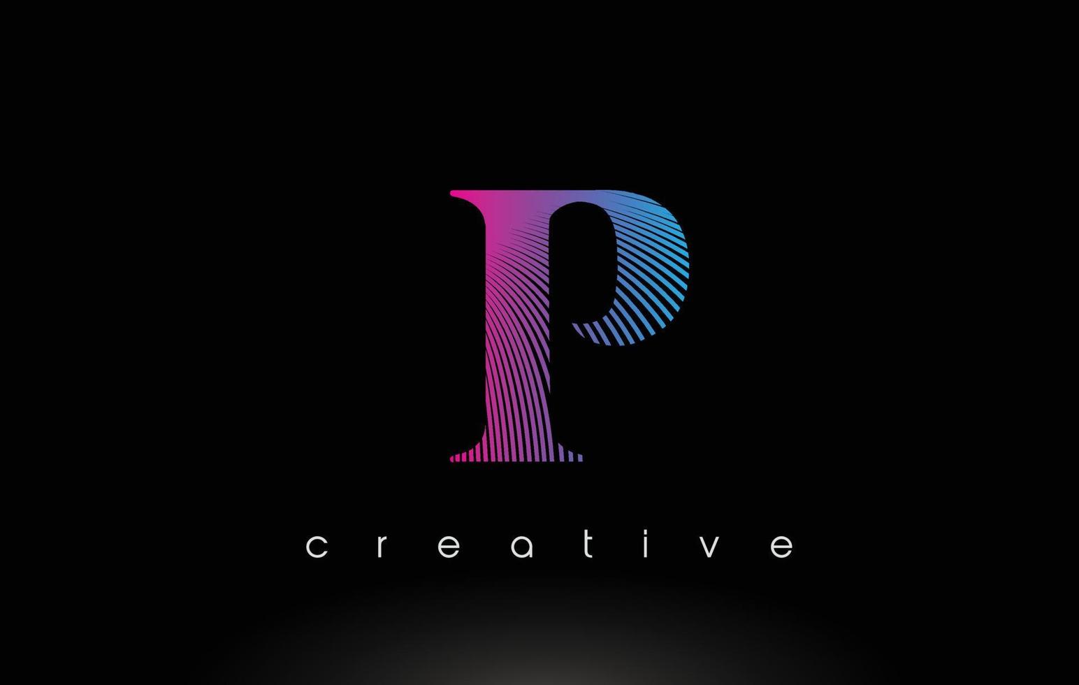 P Logo Design With Multiple Lines and Purple Blue Colors. vector