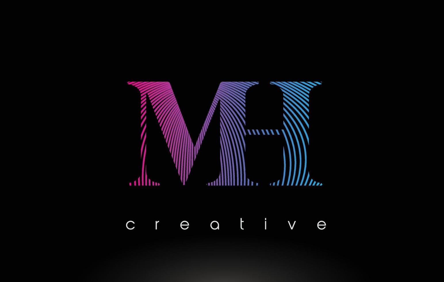 MH Logo Design With Multiple Lines and Purple Blue Colors. vector