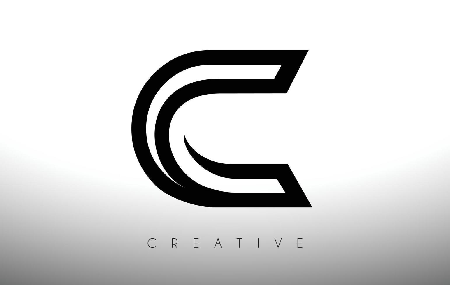 logotipo de letra c con líneas creativas swoosh y vector de aspecto de monograma